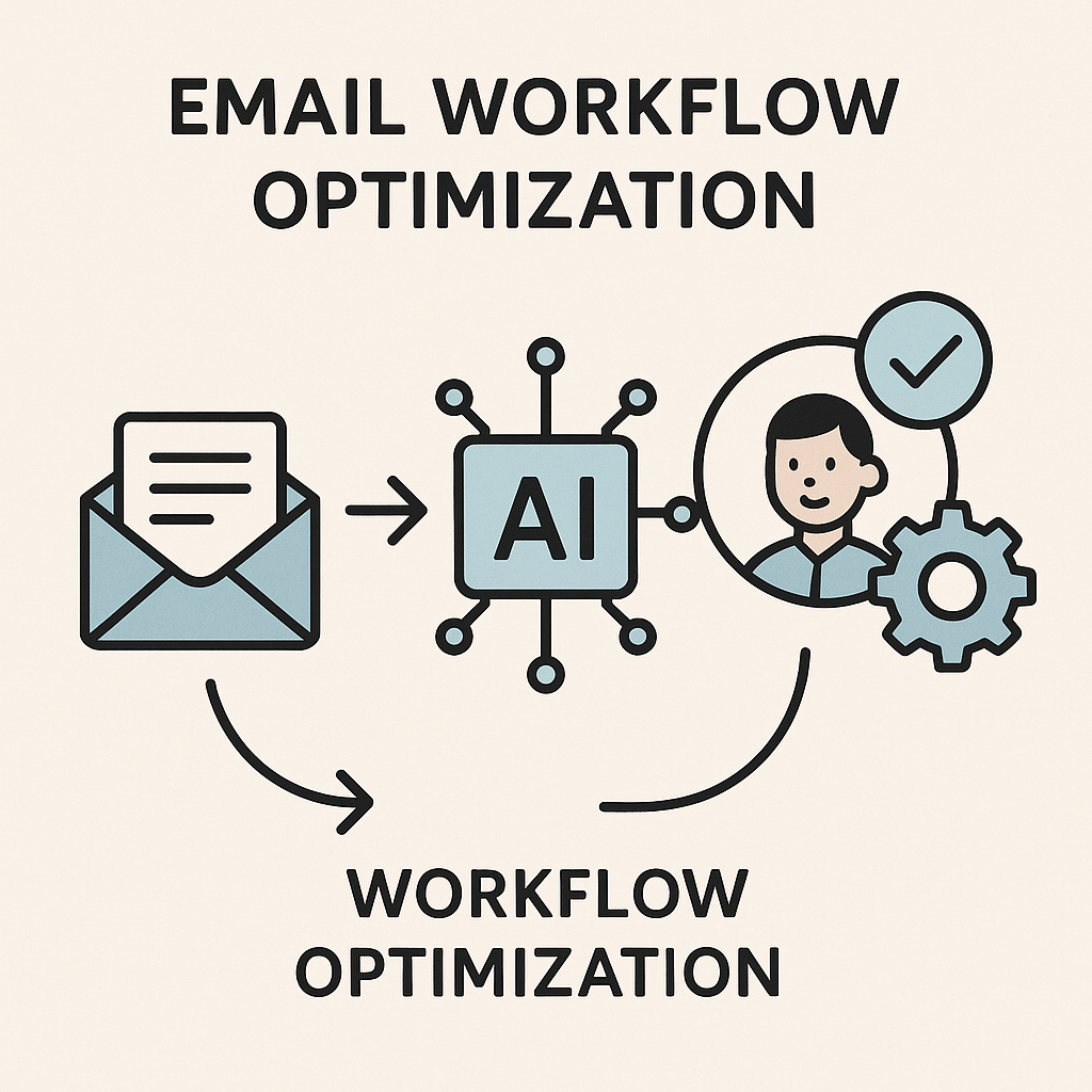 Illustration of AI-driven email workflow optimization, boosting productivity.