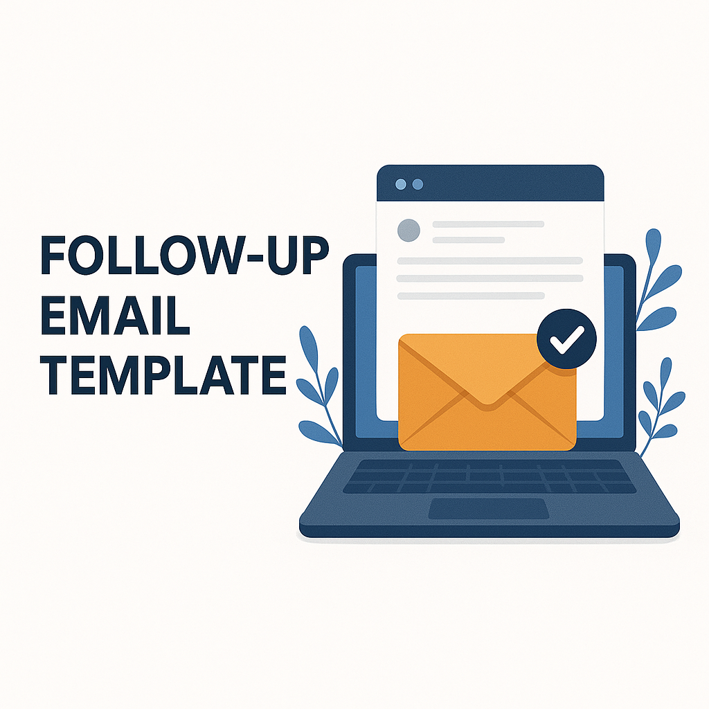 Modern graphic showcasing a professional follow up email template to enhance productivity.