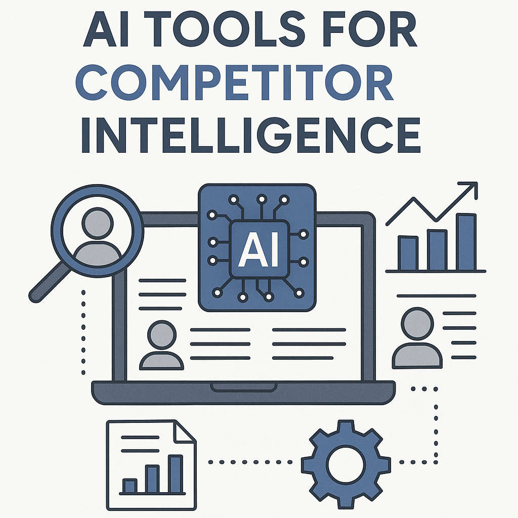 Illustration explaining how AI tools provide competitive intelligence for business growth.