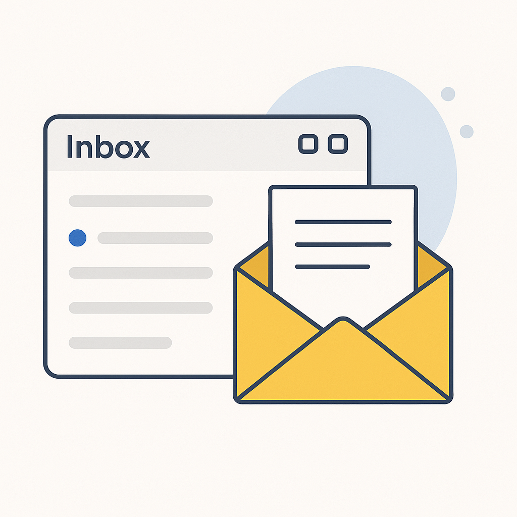 Modern professional graphic illustrating an organized in box email for productivity.