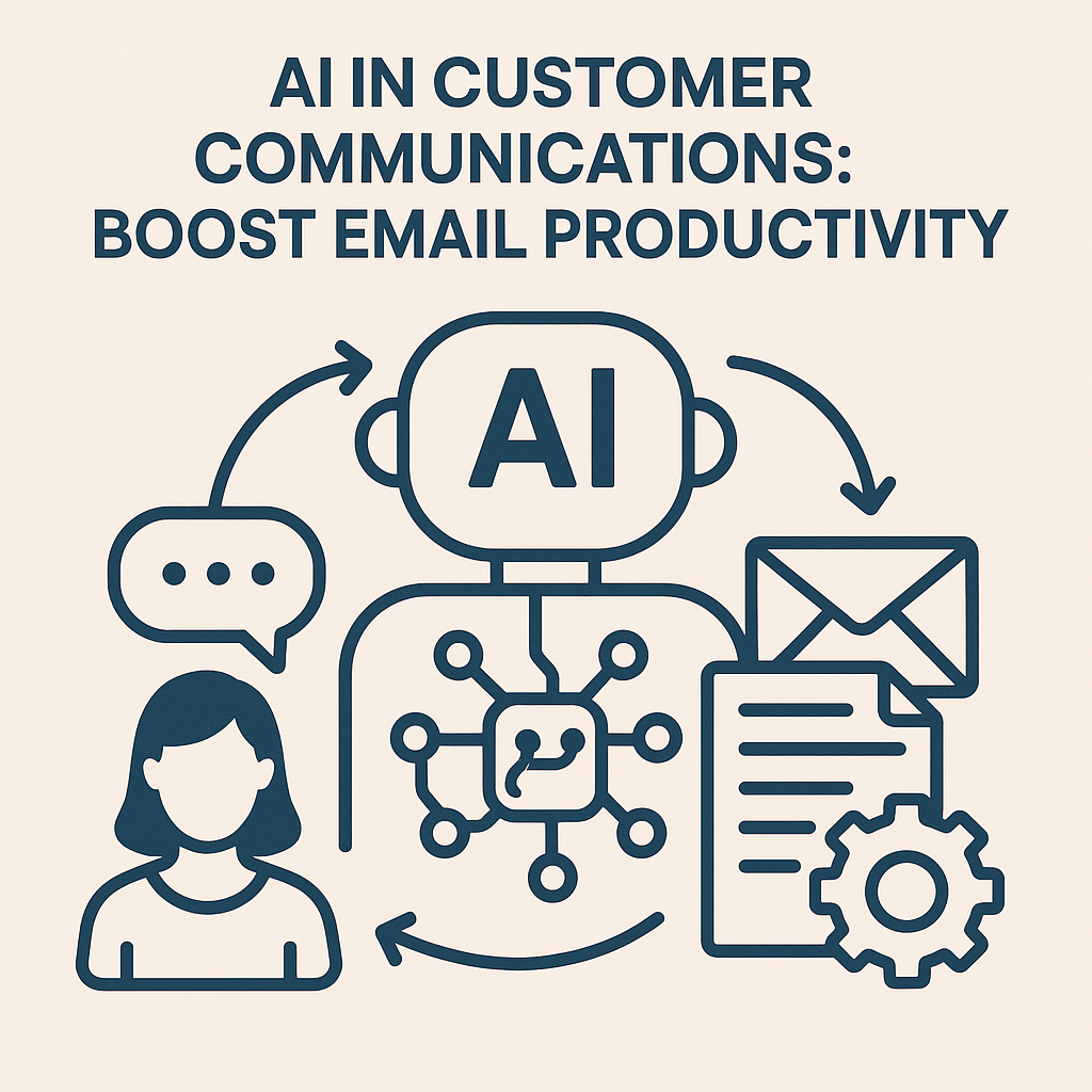 Illustration showcasing AI in customer communications for improved email productivity.