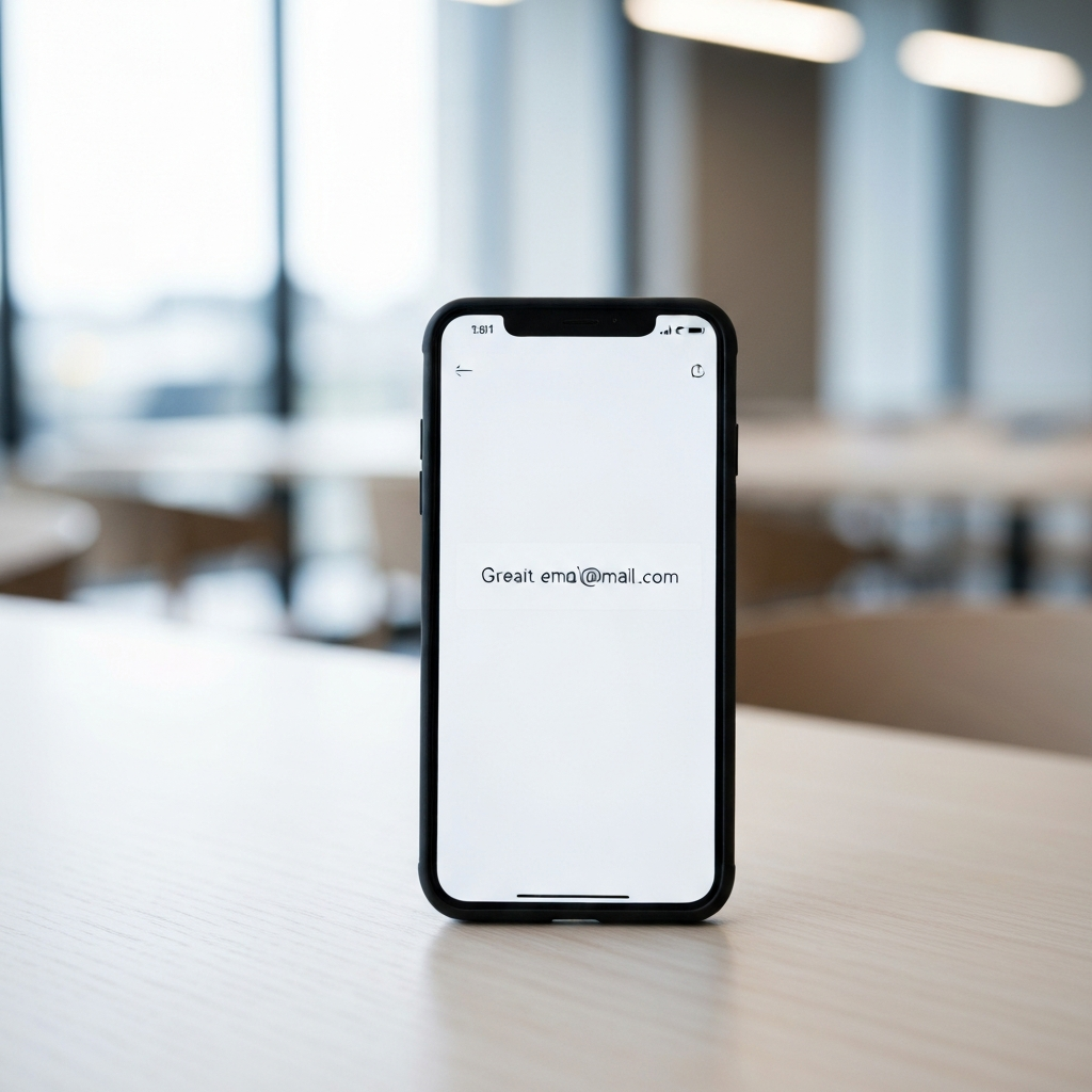 Illustration symbolizing a great email address, featuring professional design elements and a custom domain name.