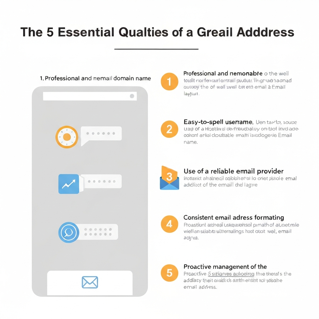 Illustration showing key elements that make a great email address for professional use.