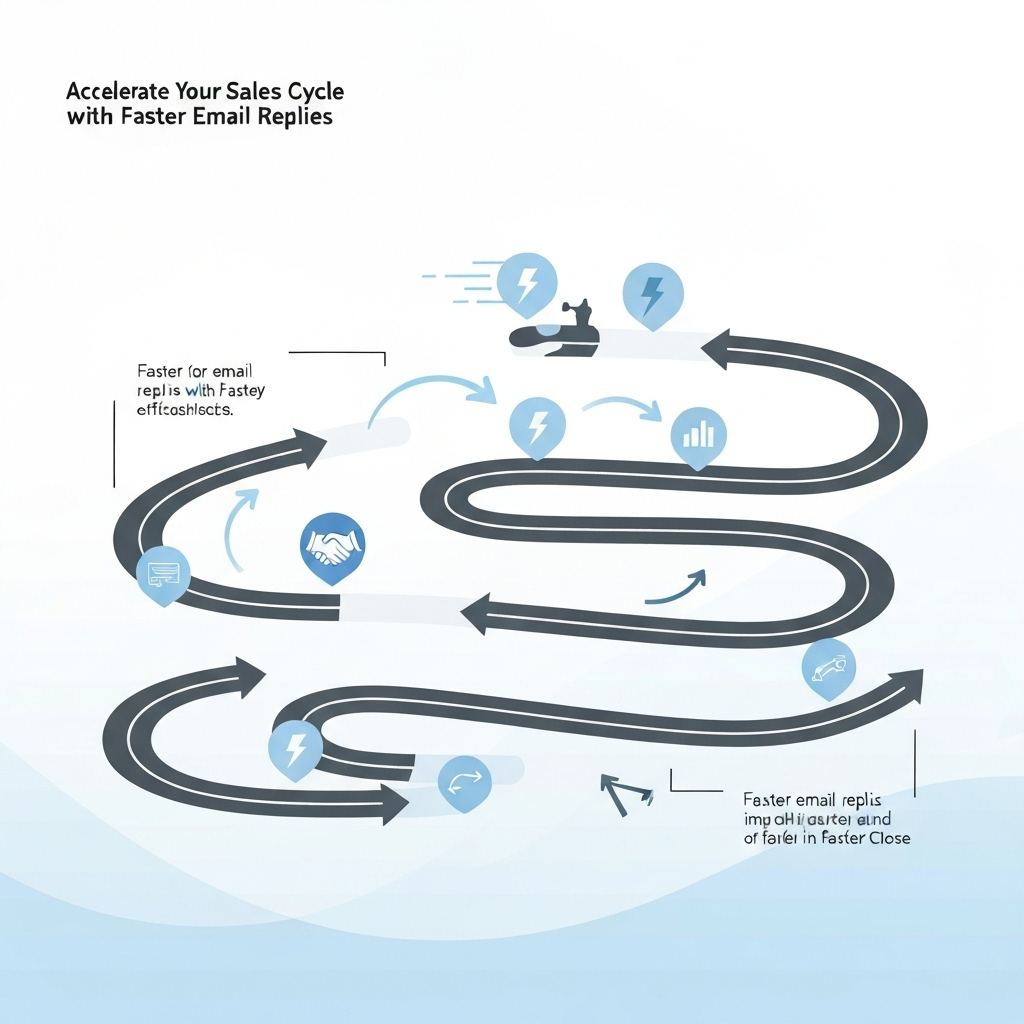 Visualizing sales cycle acceleration with faster email replies, enhancing lead response and productivity.