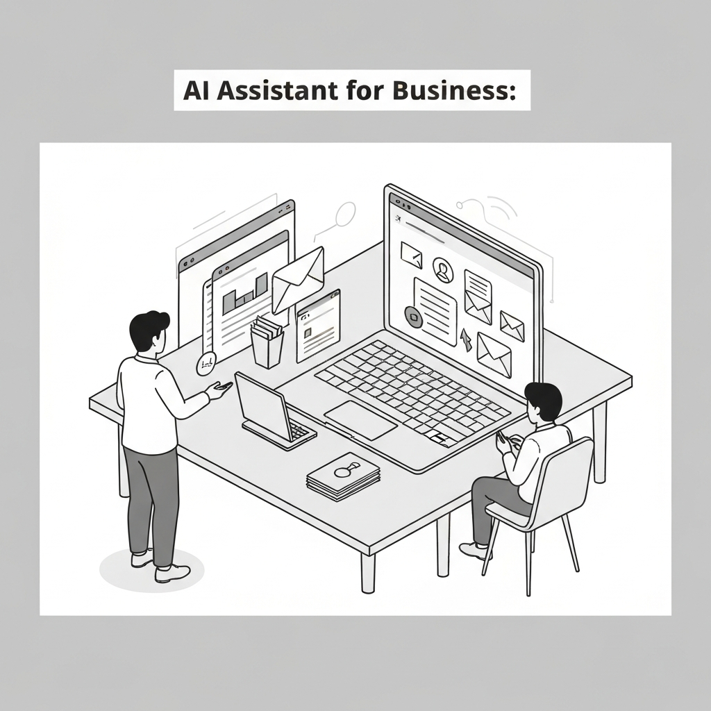 AI assistant for business illustration: Boosting email productivity with smart inbox management.