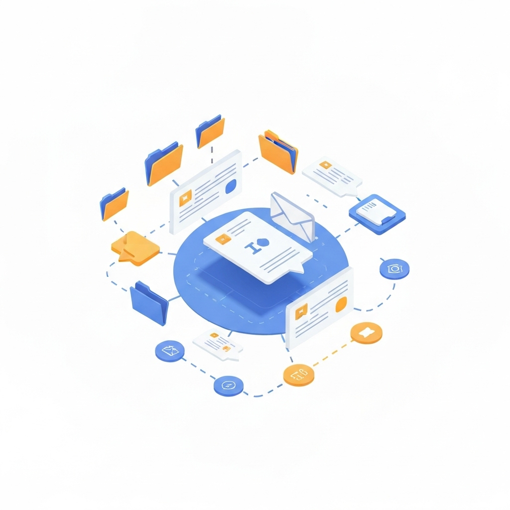 Modern AI email organization system illustration for boosting inbox productivity.