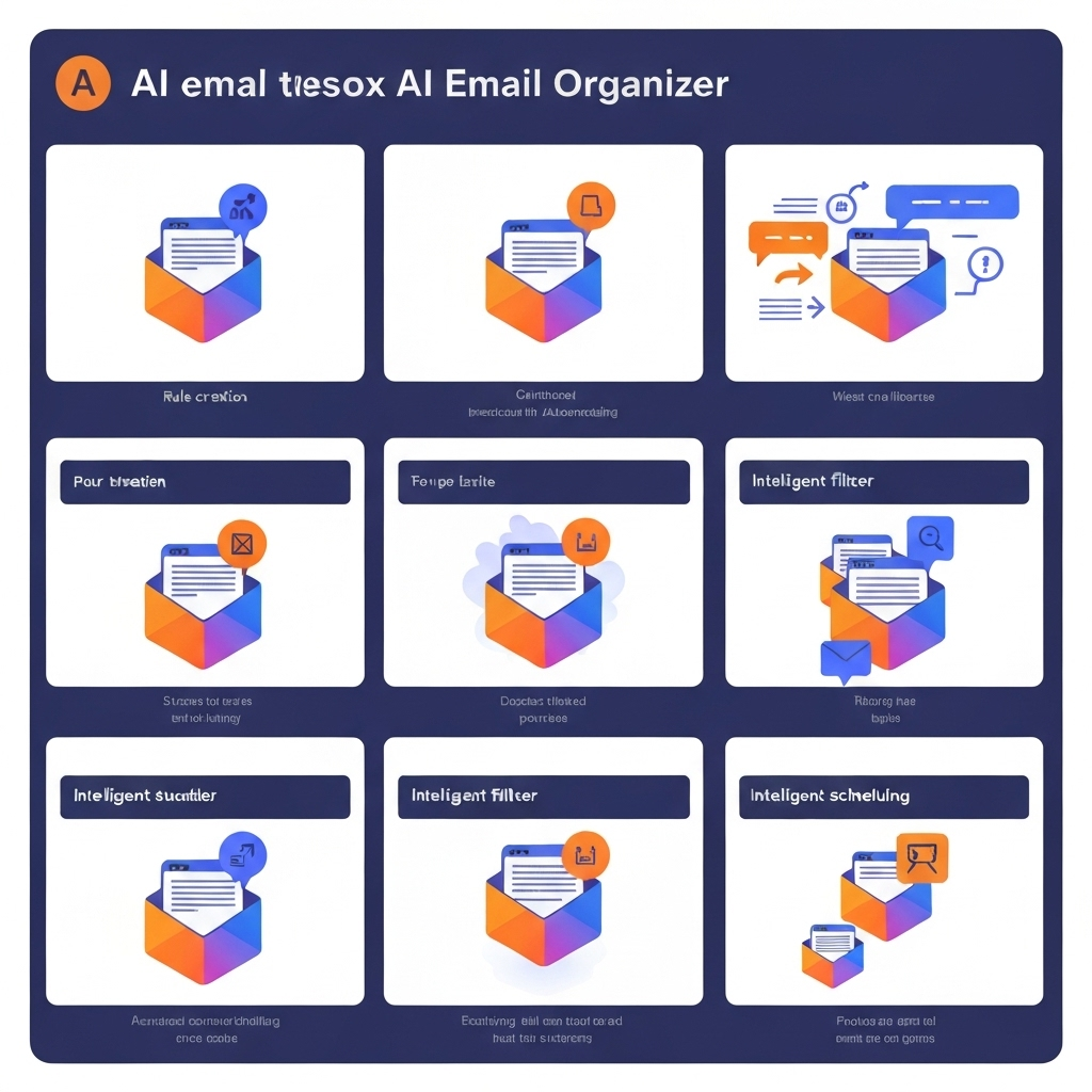 Illustration showing an AI email organizer efficiently sorting and prioritizing emails for better inbox management.