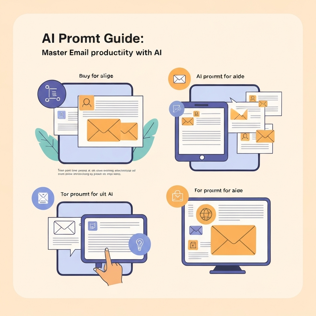 Minimalist illustration of an ai prompt guide demonstrating how to optimize email writing with AI.