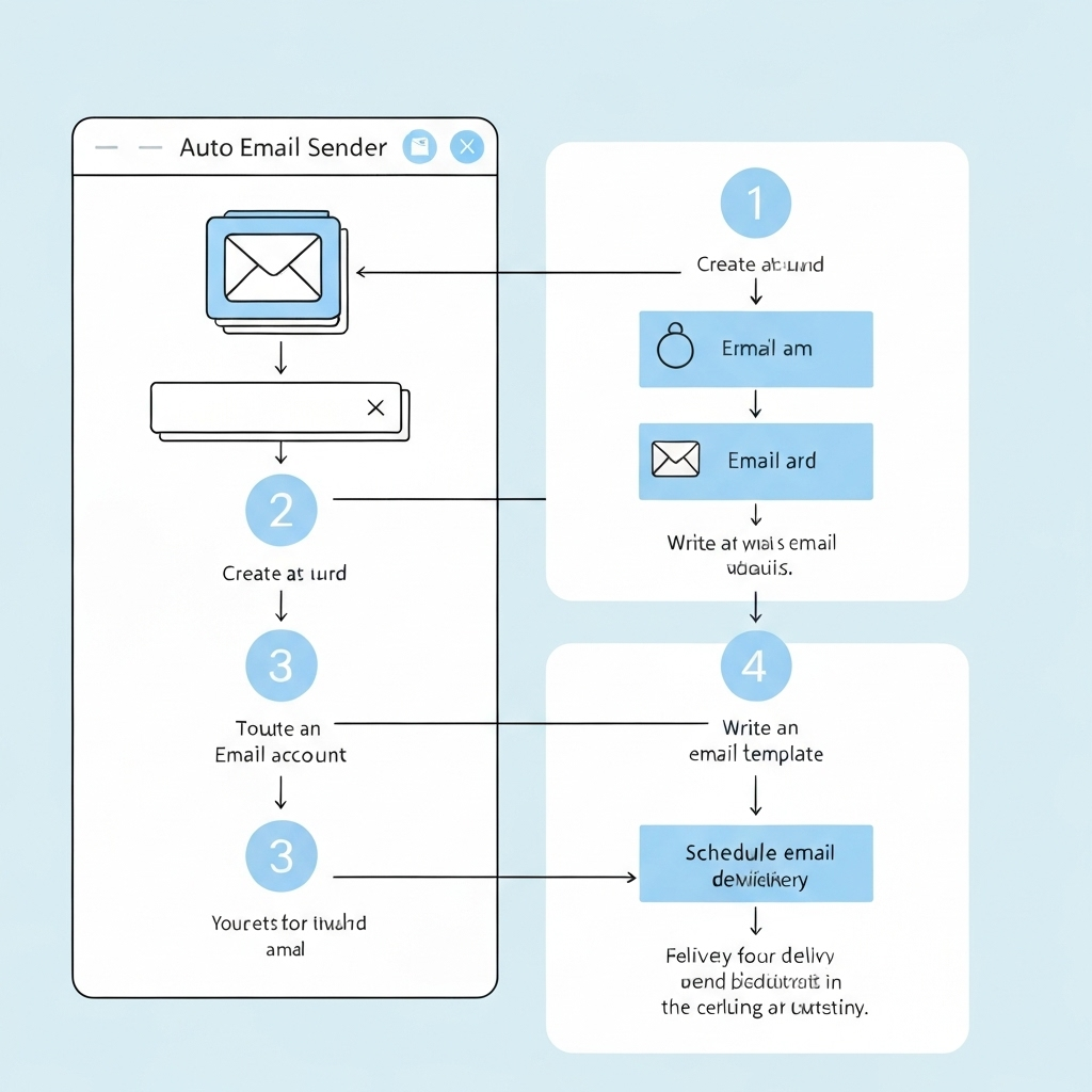 Illustration of an auto email sender automating tasks to boost productivity and efficiency.