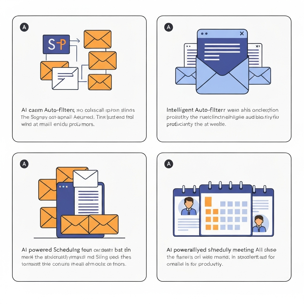 Best AI application for email productivity: illustration showing smart inbox organization and automated task completion.