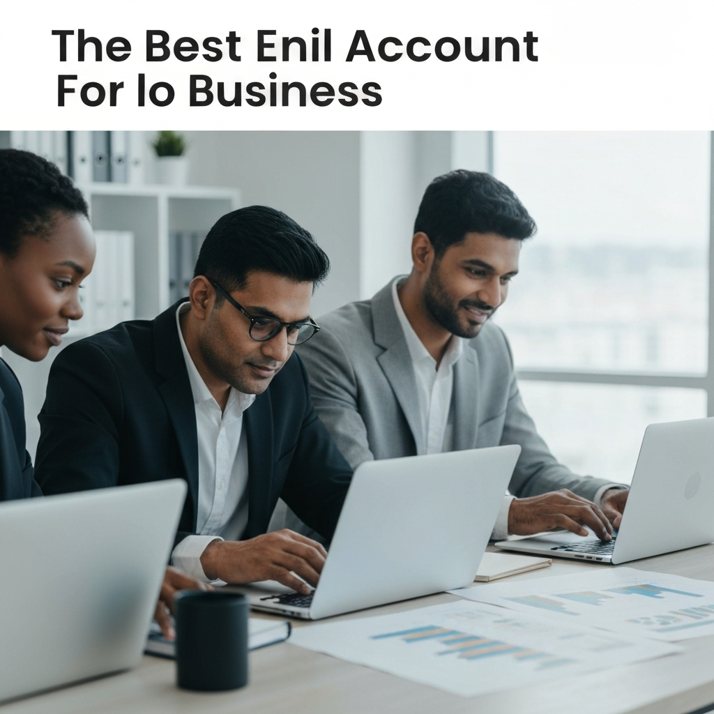 Professional graphic illustrating secure and productive options for the best email account for business.