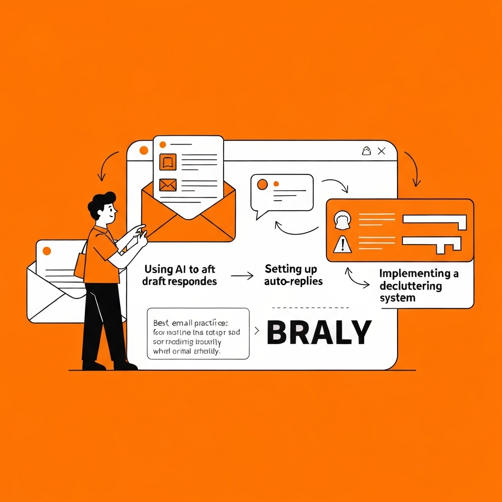 Illustration of AI email assistant optimizing best email practices for productivity.
