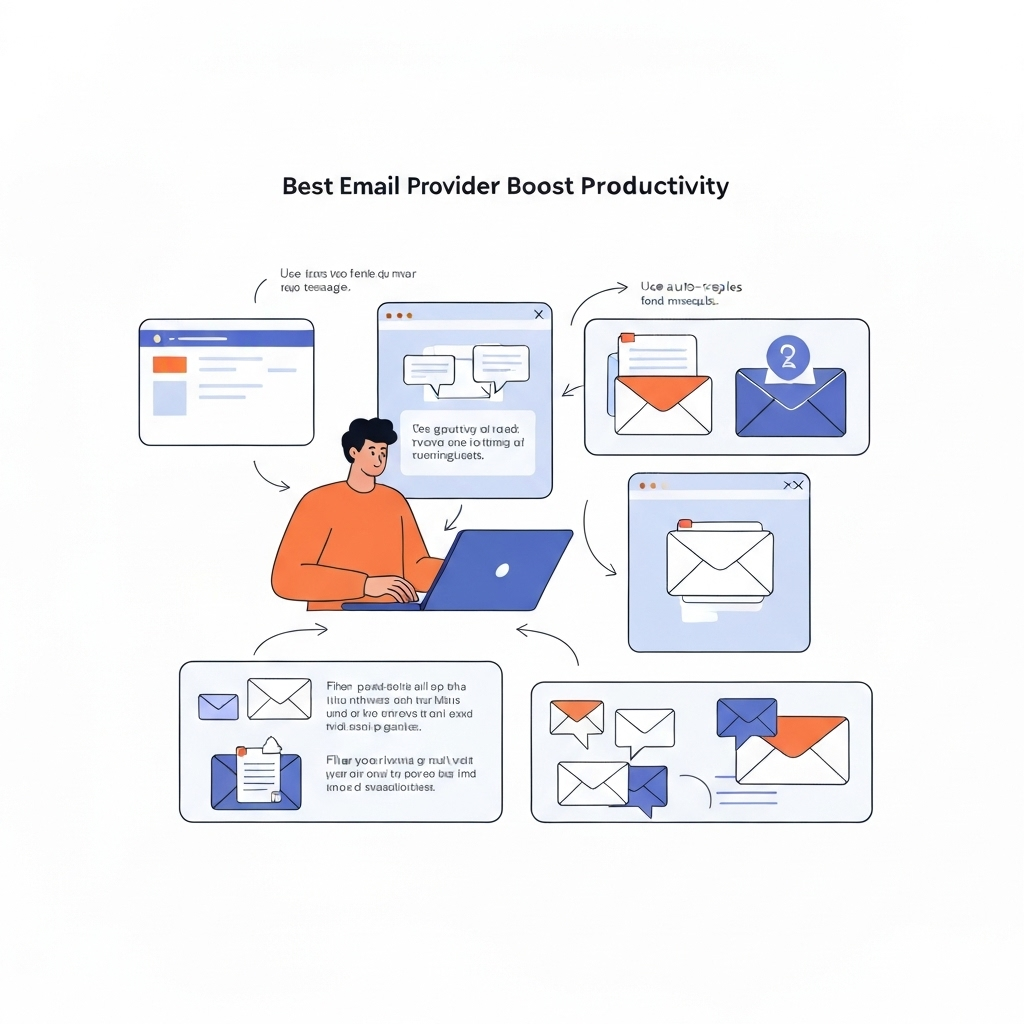 Visualizing the benefits of a powerful email provider for business, with organized workflows.