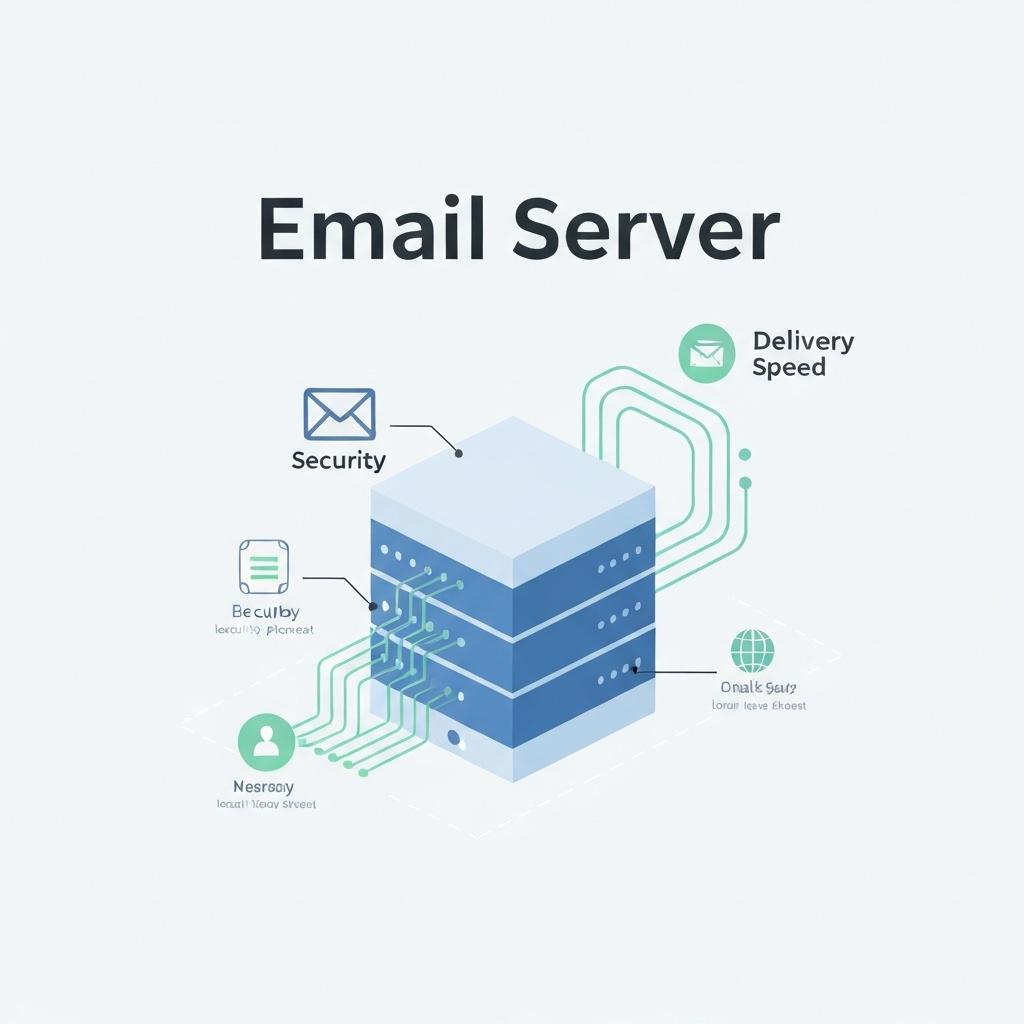 Modern illustration of the best email server options for business efficiency and security.