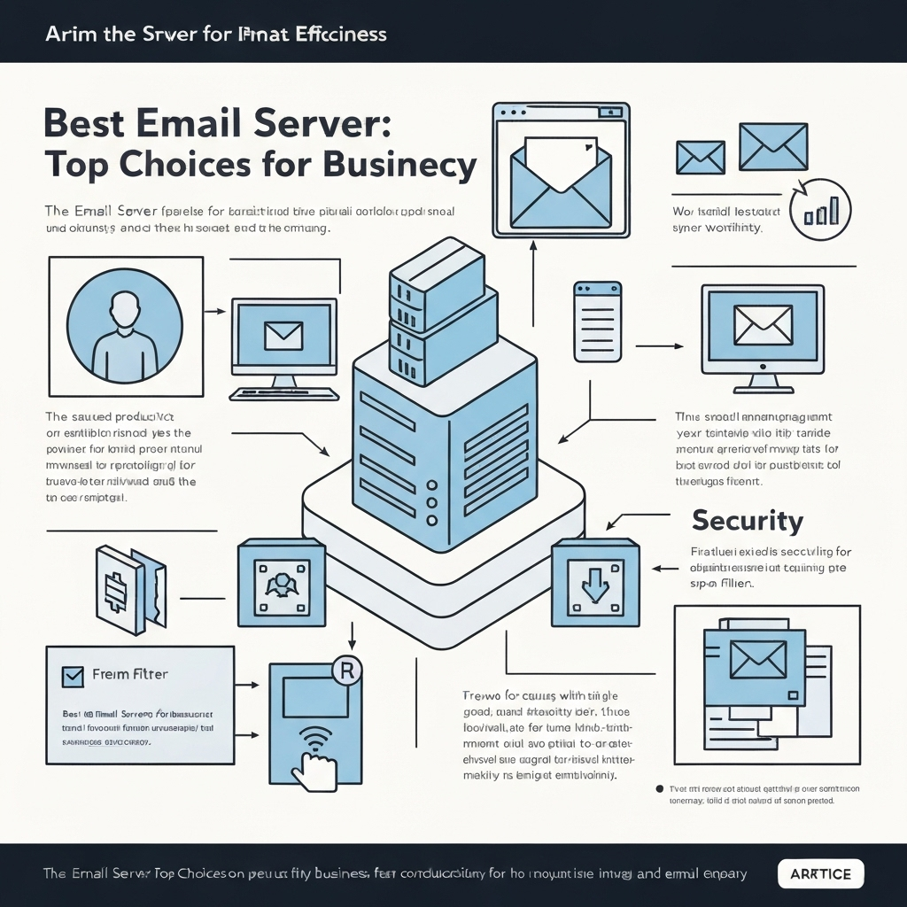 Illustration highlighting the top features of the best email server for business efficiency.
