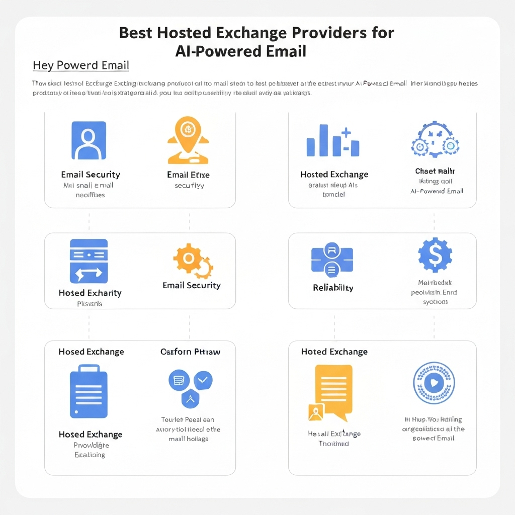 Illustration of hosted exchange providers delivering AI-powered email solutions for businesses.