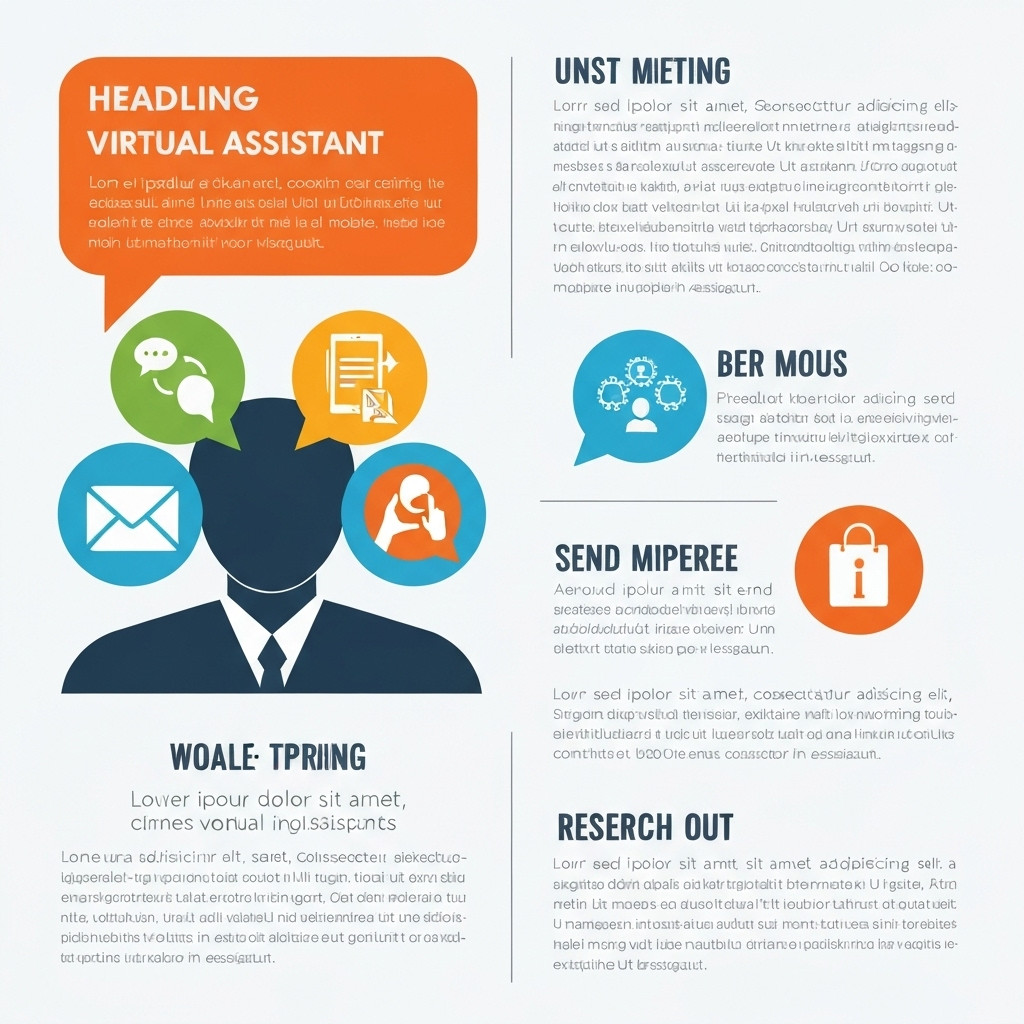 Best virtual assistant illustration showing AI streamlining tasks and boosting business productivity.