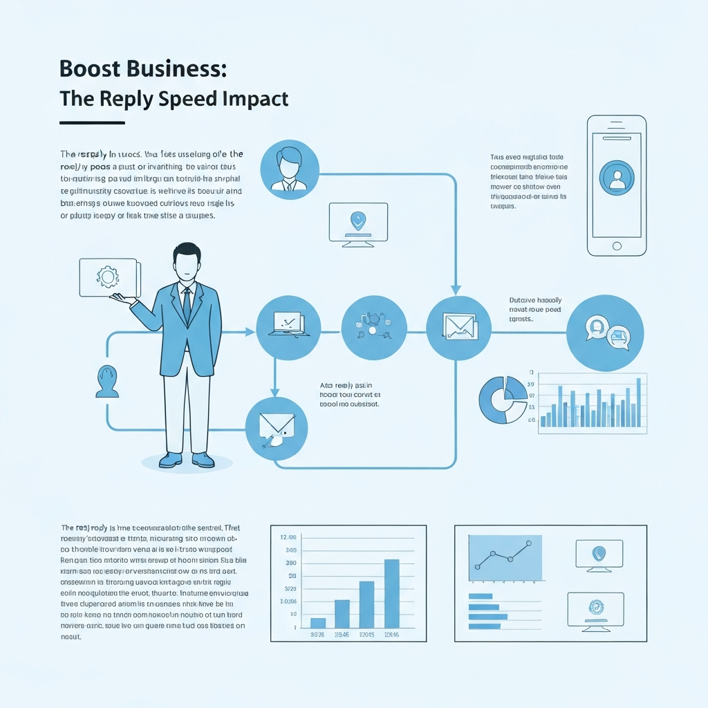 Illustration visualizing the positive reply speed impact on business growth and customer satisfaction.