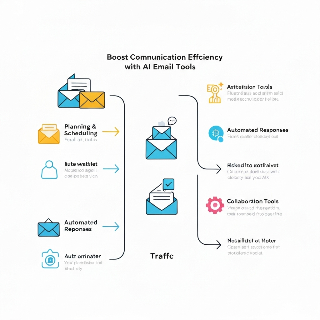 Illustration: AI email tools boosting communication efficiency through smart inbox management.