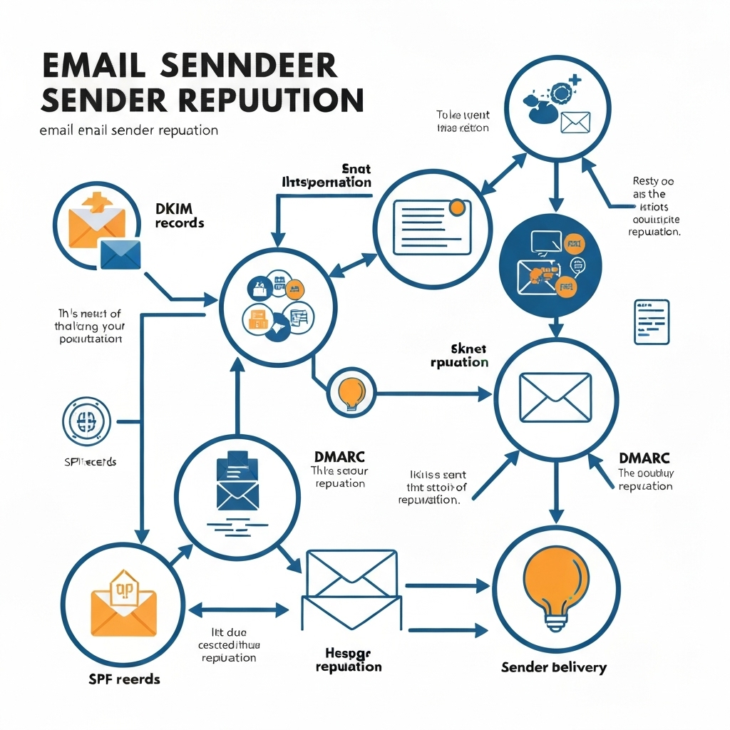 Modern graphic illustrating a positive email sender reputation for optimal inbox placement.