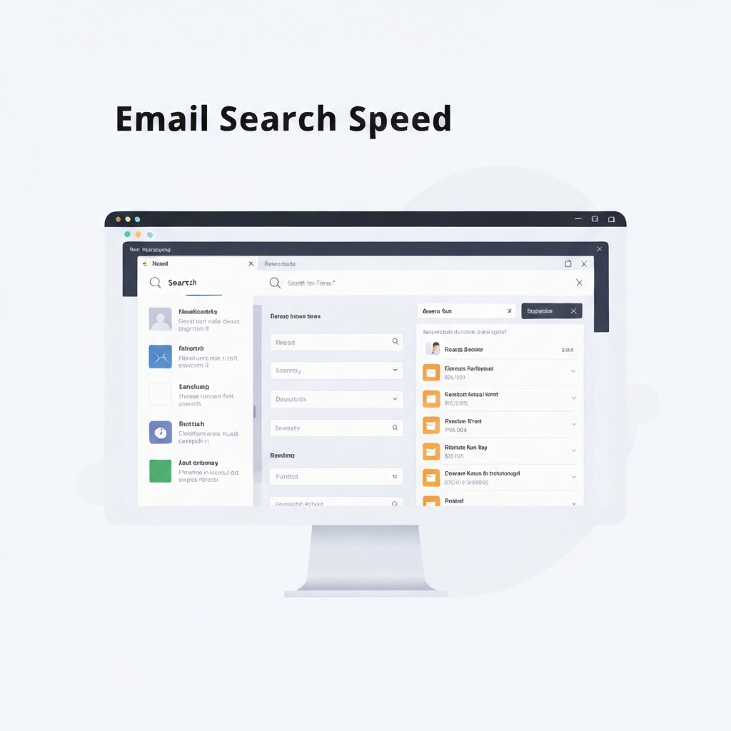 Boost email search speed with AI: modern graphic showing fast email retrieval.