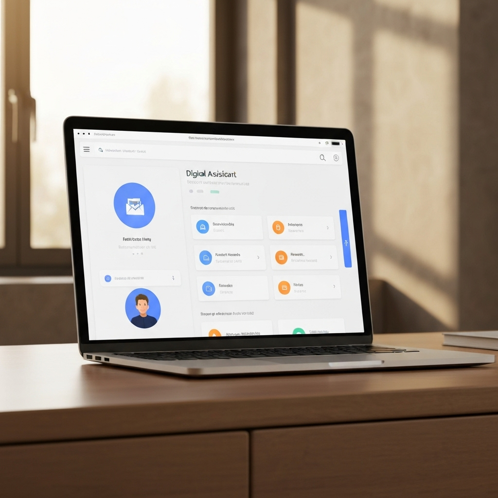Modern professional using a digital assistant to enhance business productivity.