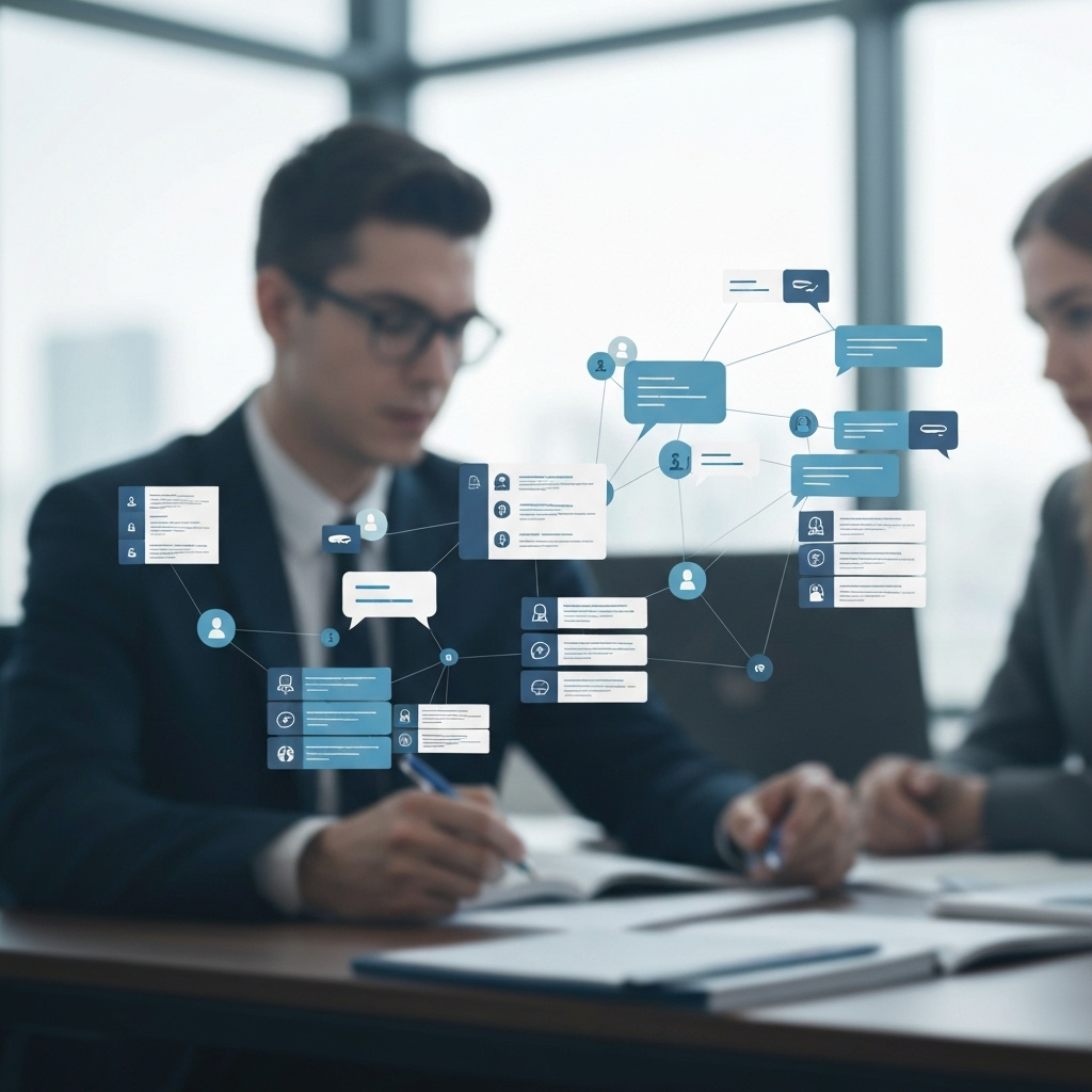 Modern visual representing communication analytics, enhancing team productivity and data-driven insights.