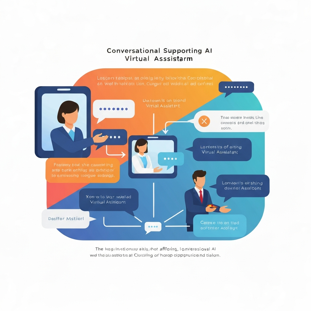 Modern graphic of a conversational AI platform boosting business productivity and efficiency.