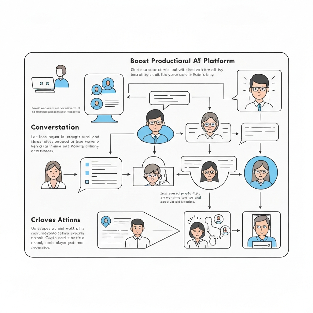 Minimalist illustration explaining a conversational AI platform for intelligent inbox management and productivity.