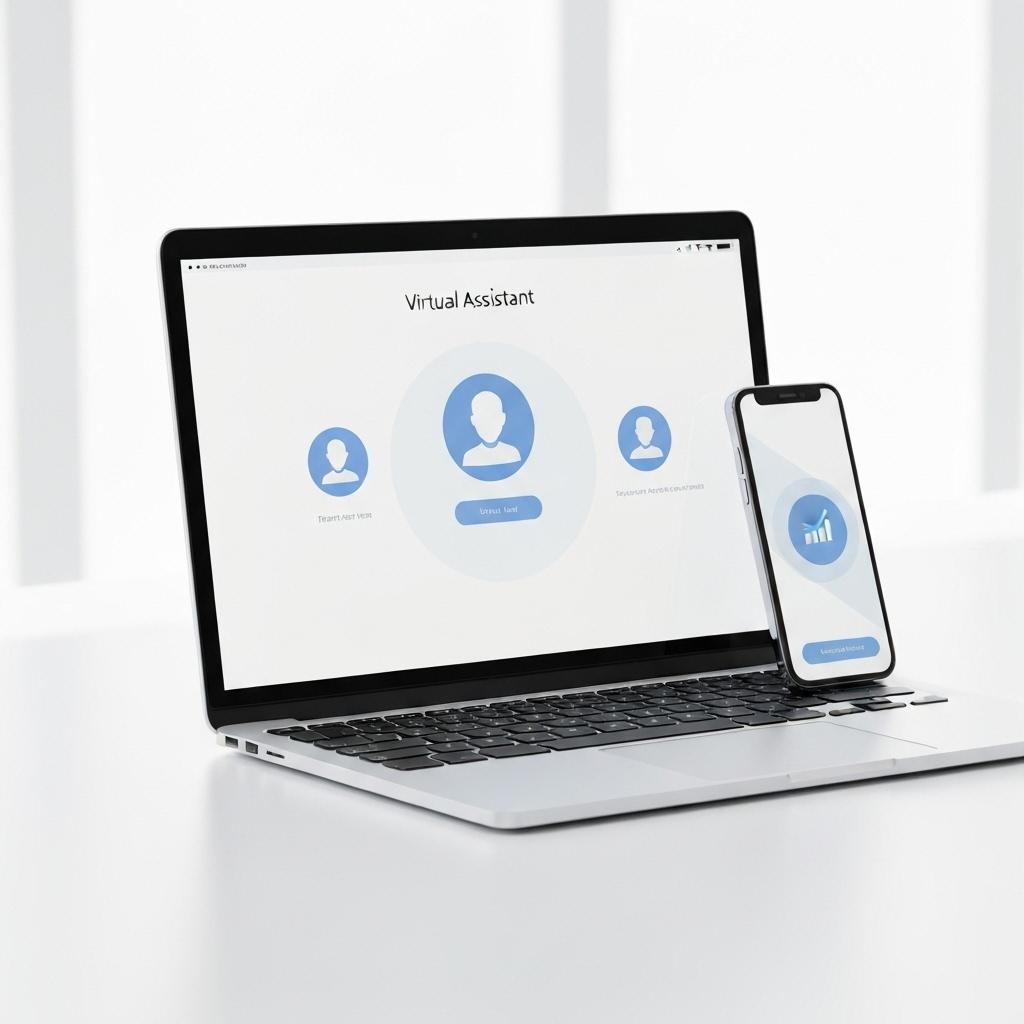 Professional leveraging virtual assistant support for streamlined productivity and inbox management.