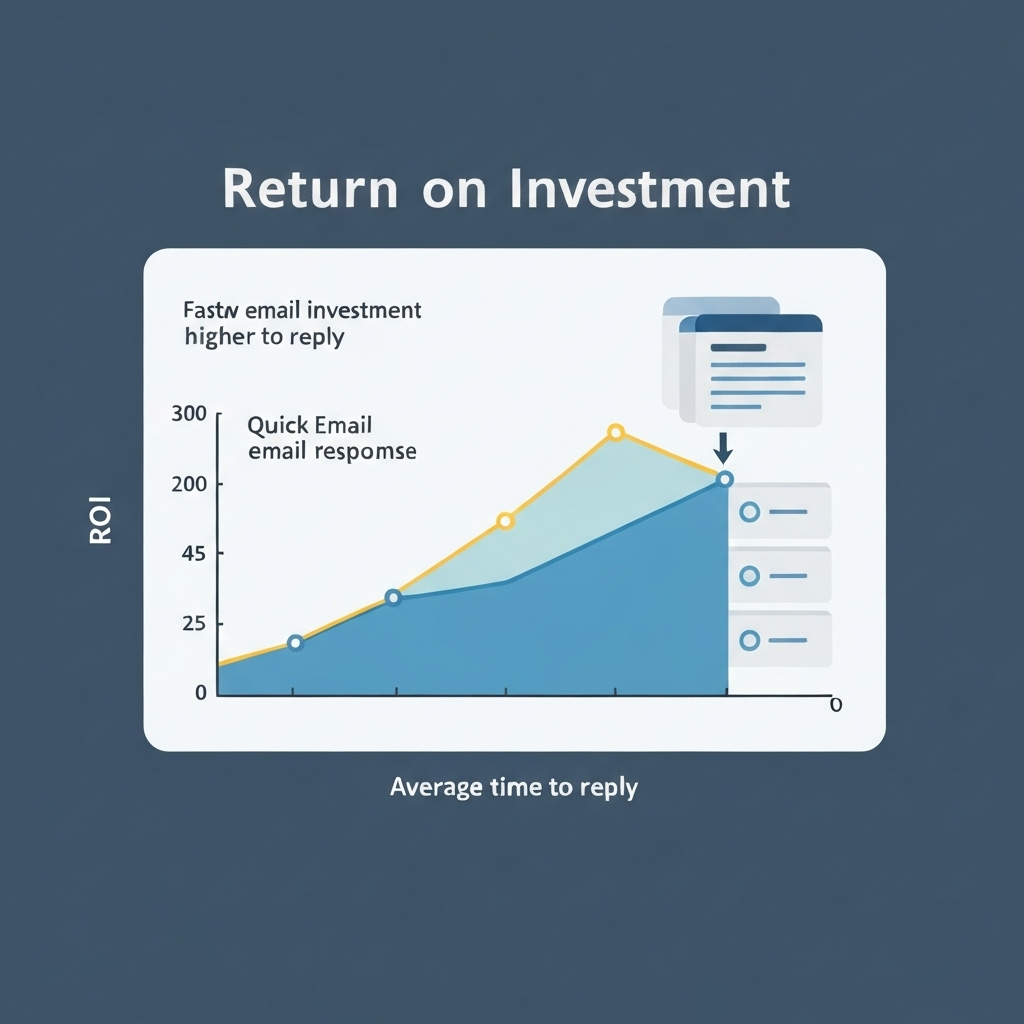 Illustration showing how faster email replies directly enhance roi communication via data analysis.