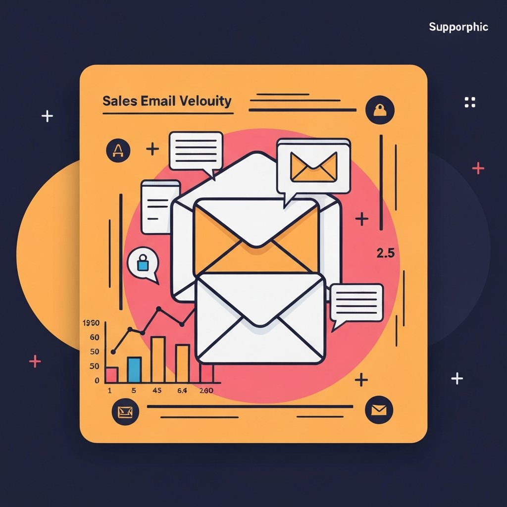 Modern graphic illustrating rapid sales email velocity and efficient inbox management.