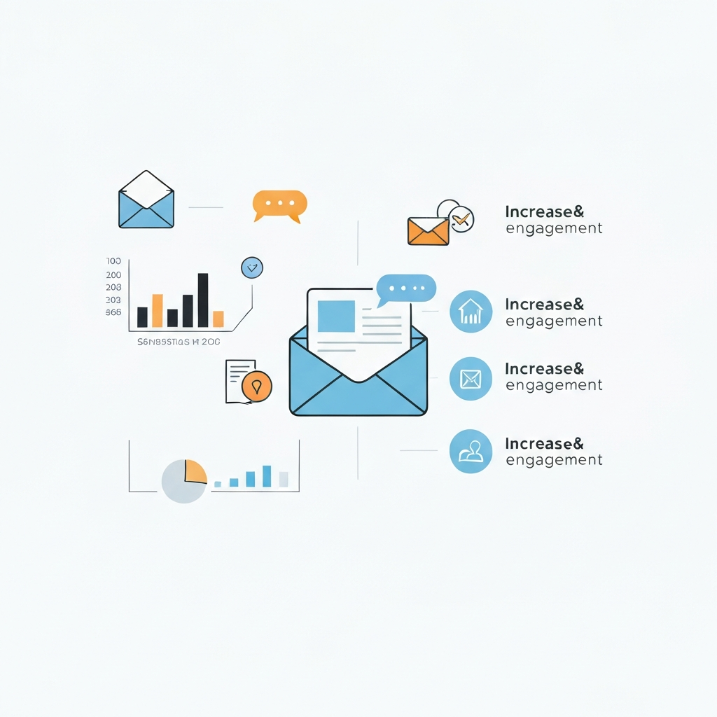 Modern graphic showing AI boosting email response ROI with smart inbox efficiency.