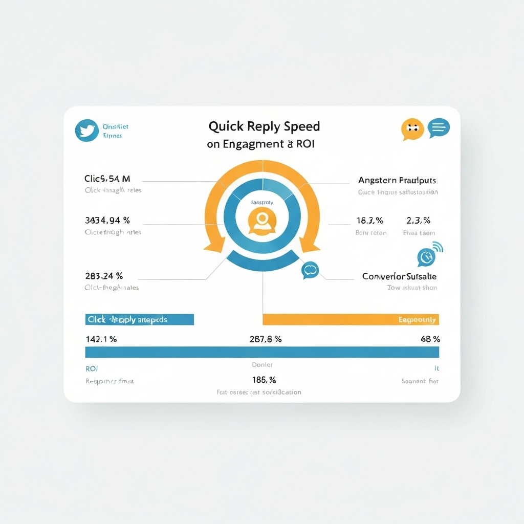 Modern graphic illustrating reply speed ROI: fast emails boost business communication efficiency.