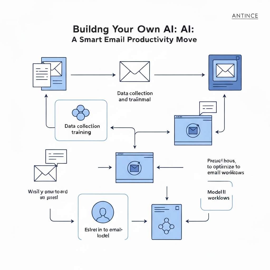 Building your own AI: Illustration showing smart email sorting and inbox automation for enhanced productivity.