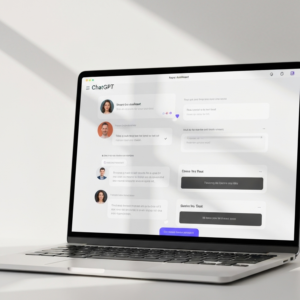 Modern illustration of a chat gpt assistant improving email productivity for business.