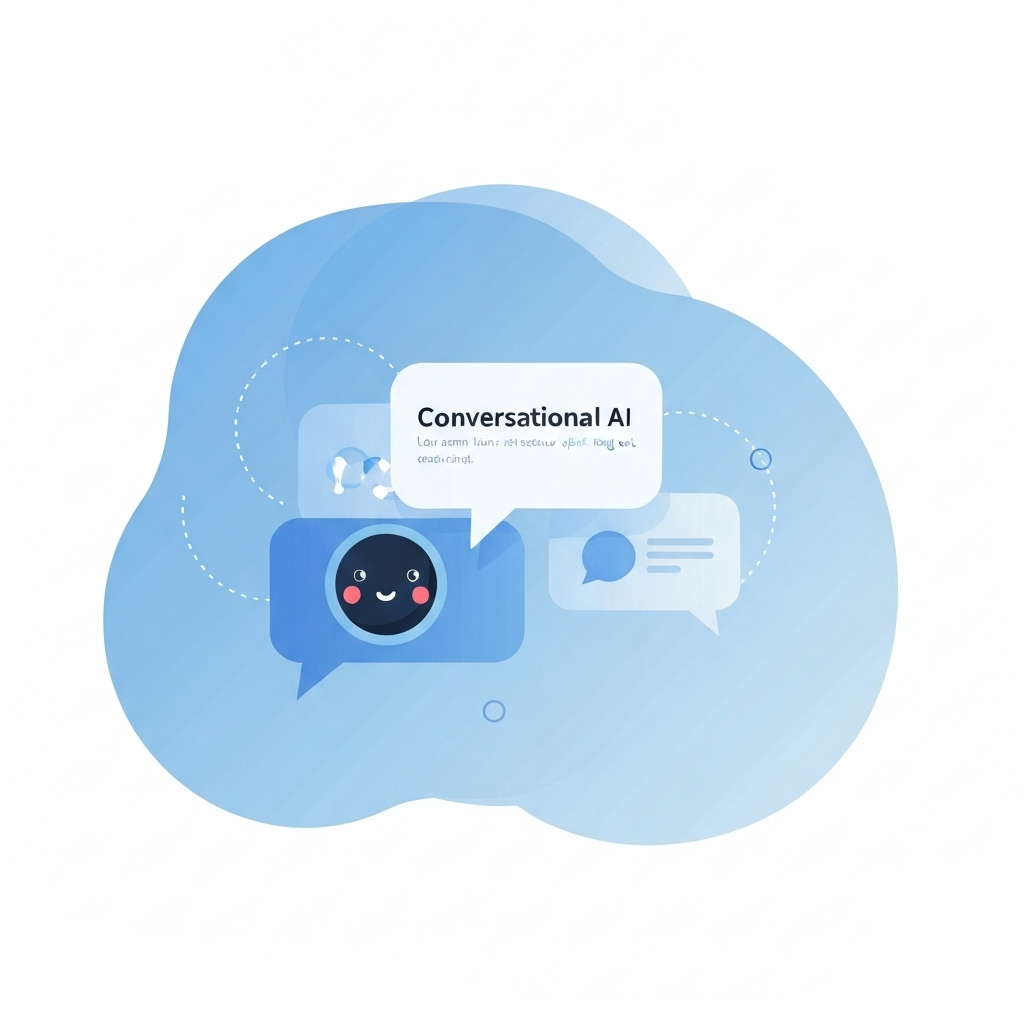 Modern graphic illustrating conversational AI enhancing email productivity and inbox management.
