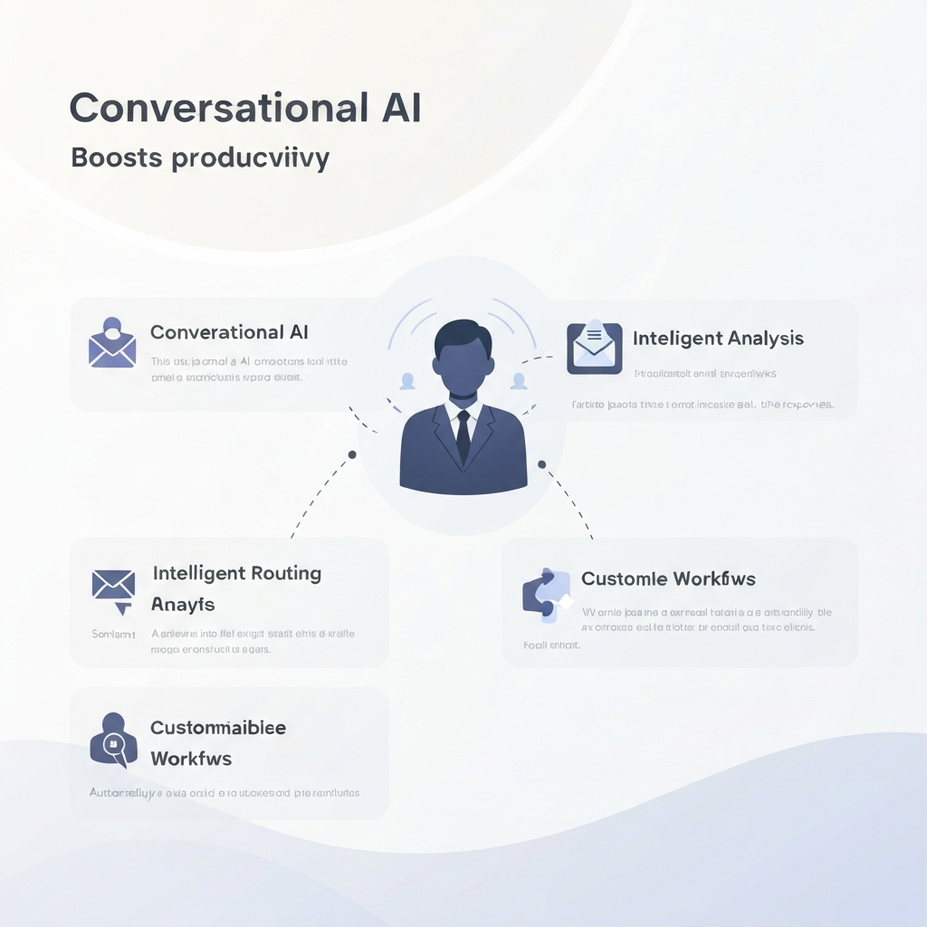 Illustration of conversational AI transforming email management for enhanced productivity.