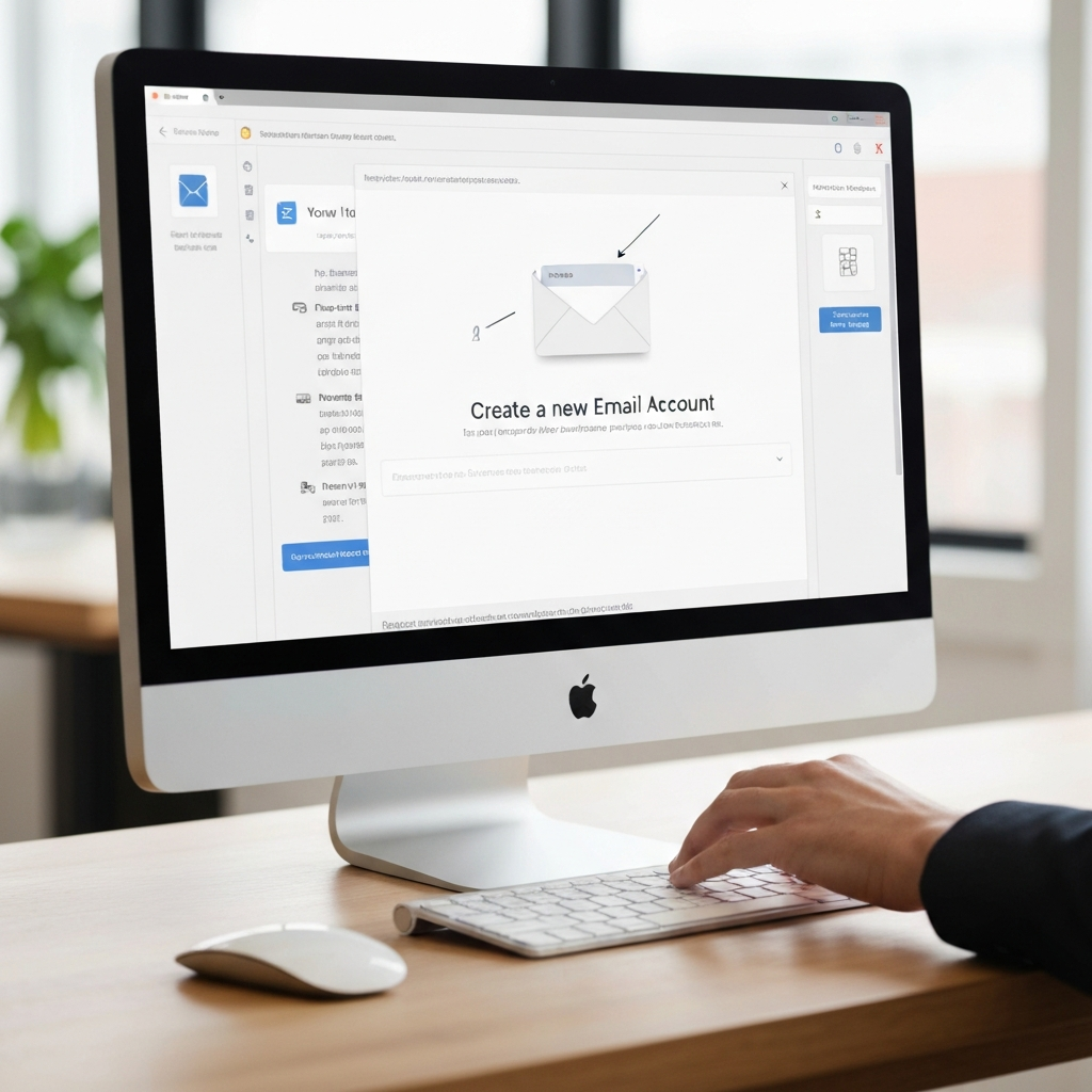 Visual guide: How to create a new email account for professional and business use.