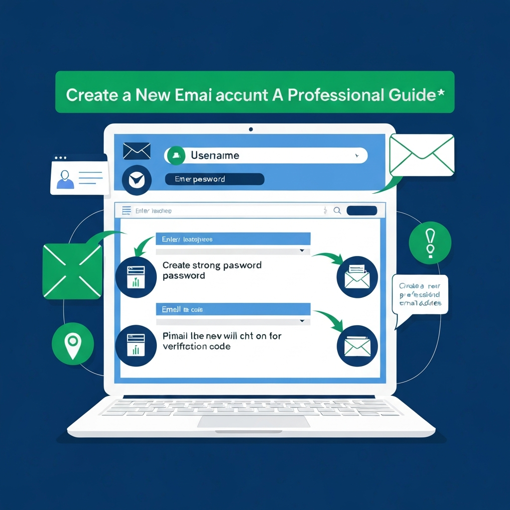 Illustration guiding you through how to create a new email account for secure, professional setup.