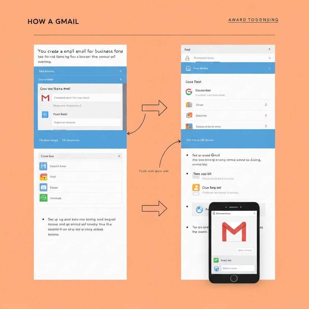 Visual guide to create Gmail email for business, highlighting professional setup steps.