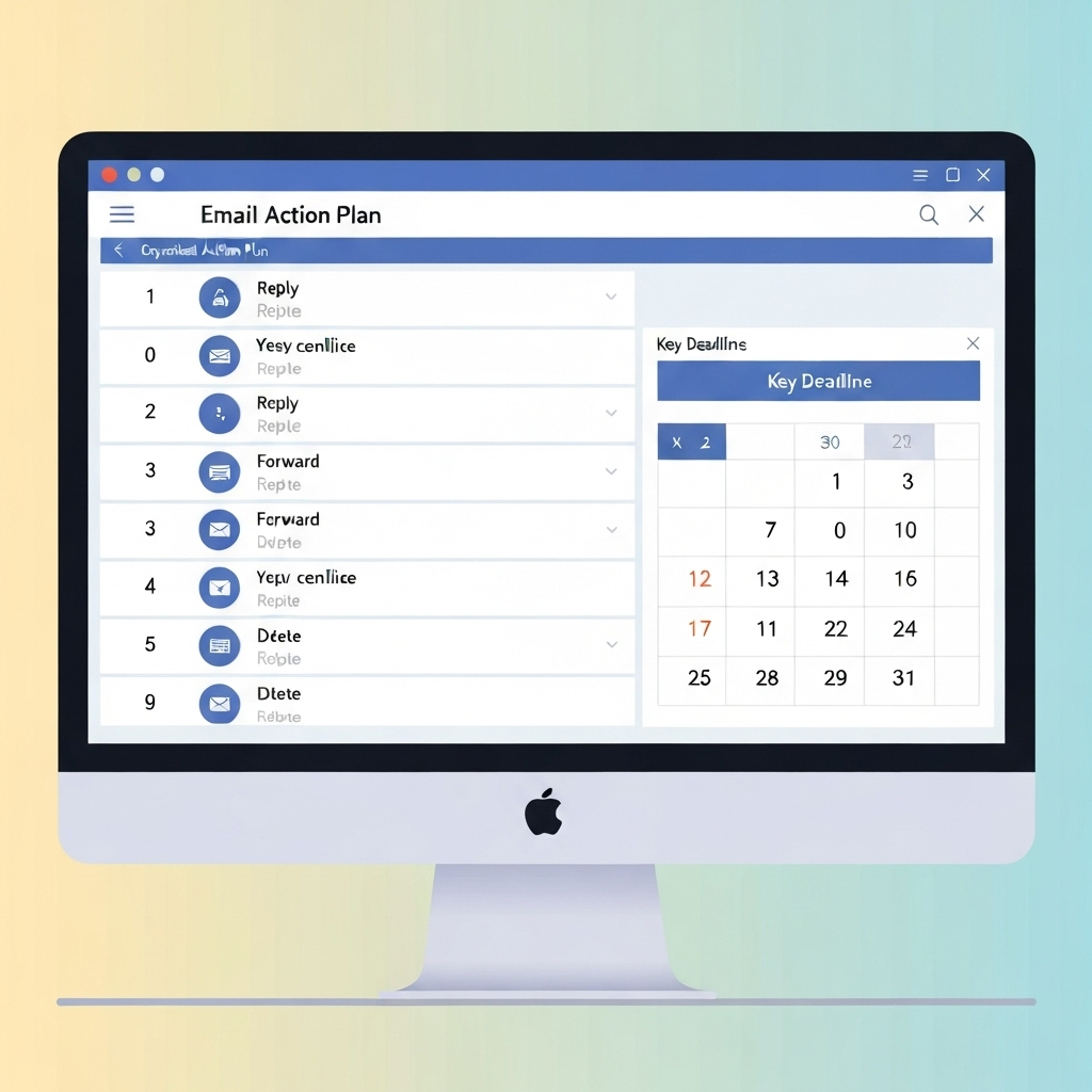 Visualizing your email action plan: AI assistant helping with smart inbox organization and productivity.