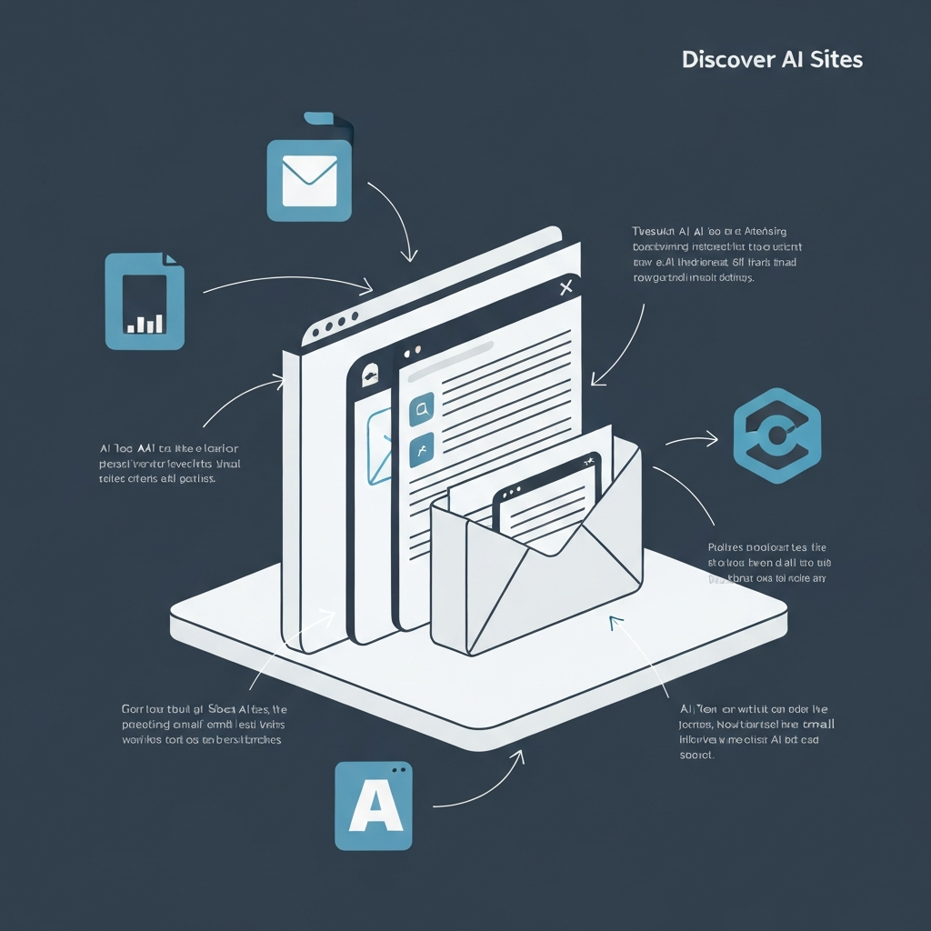 Minimalist illustration showing AI sites organizing digital inboxes for enhanced email productivity.