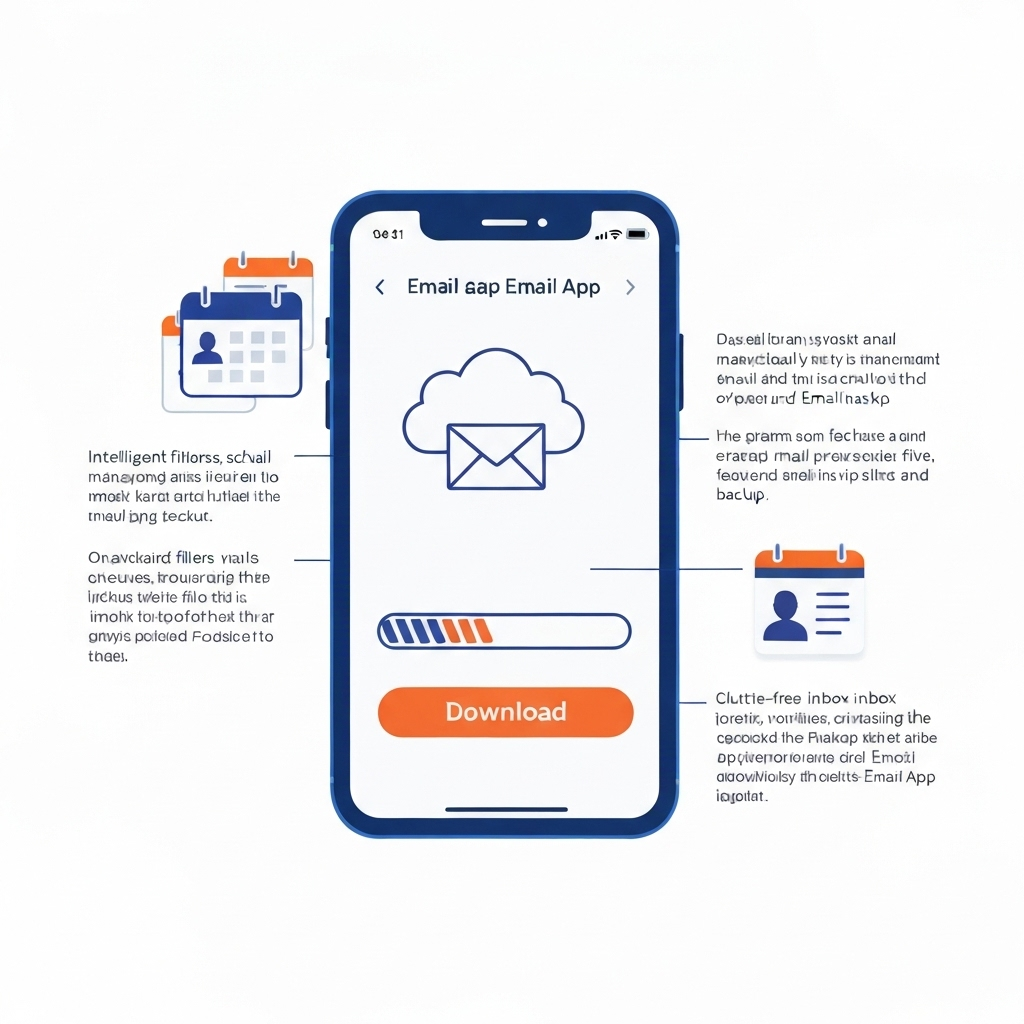 Download the best email app for productivity: minimalist illustration of organized inbox.