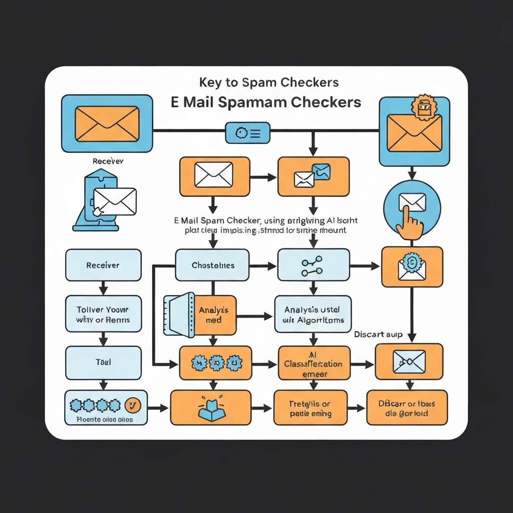 Illustration of an e mail spam checker effectively filtering spam to boost email deliverability.