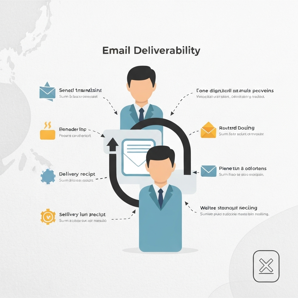 Professional graphic illustrating AI's impact on email deliverability and inbox placement strategies.