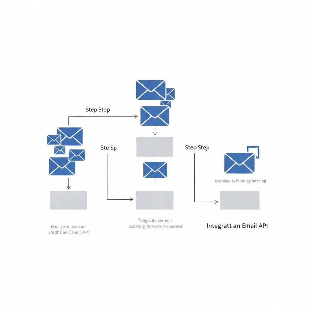 Modern graphic visualizing a powerful email integration API for streamlined workflows.