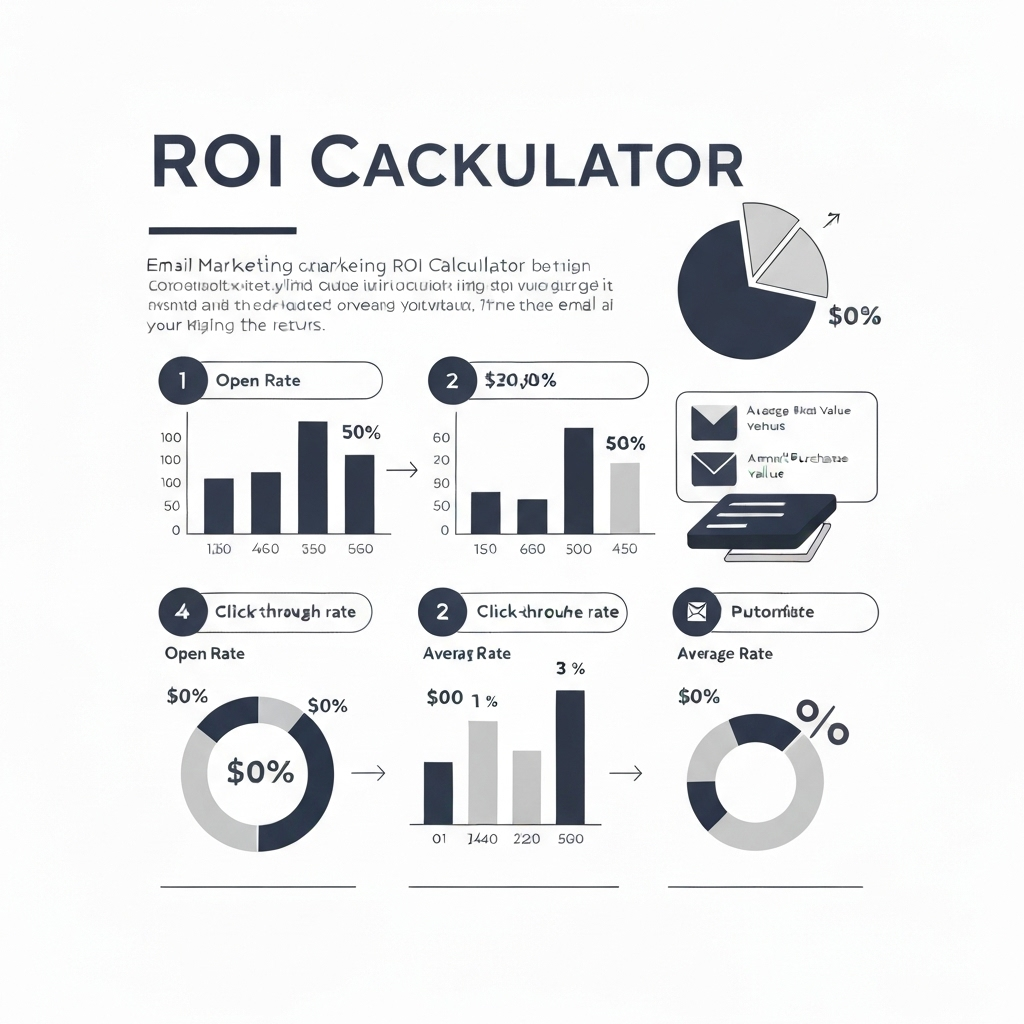 Illustration of an email marketing ROI calculator, visualizing how to calculate campaign success and boost returns.
