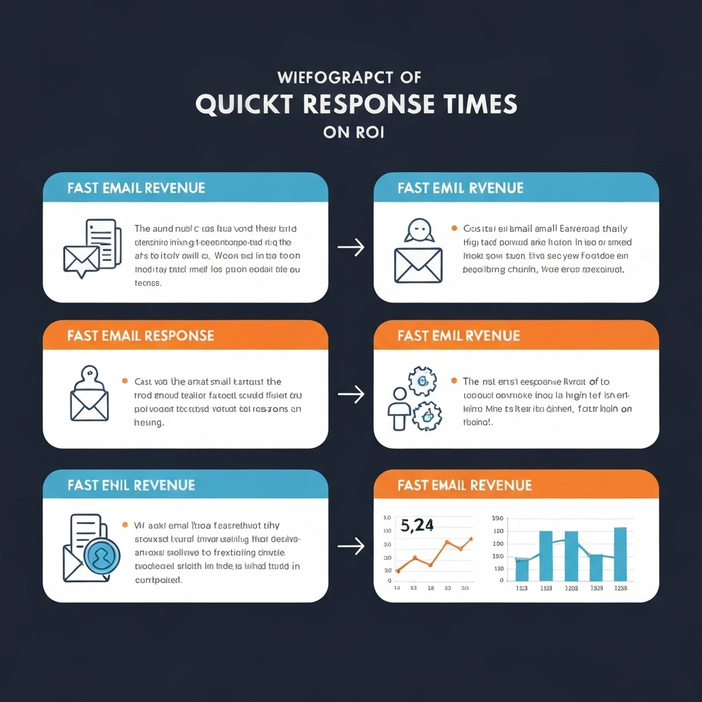 Modern graphic illustrating email response time ROI for boosting business productivity and profits.