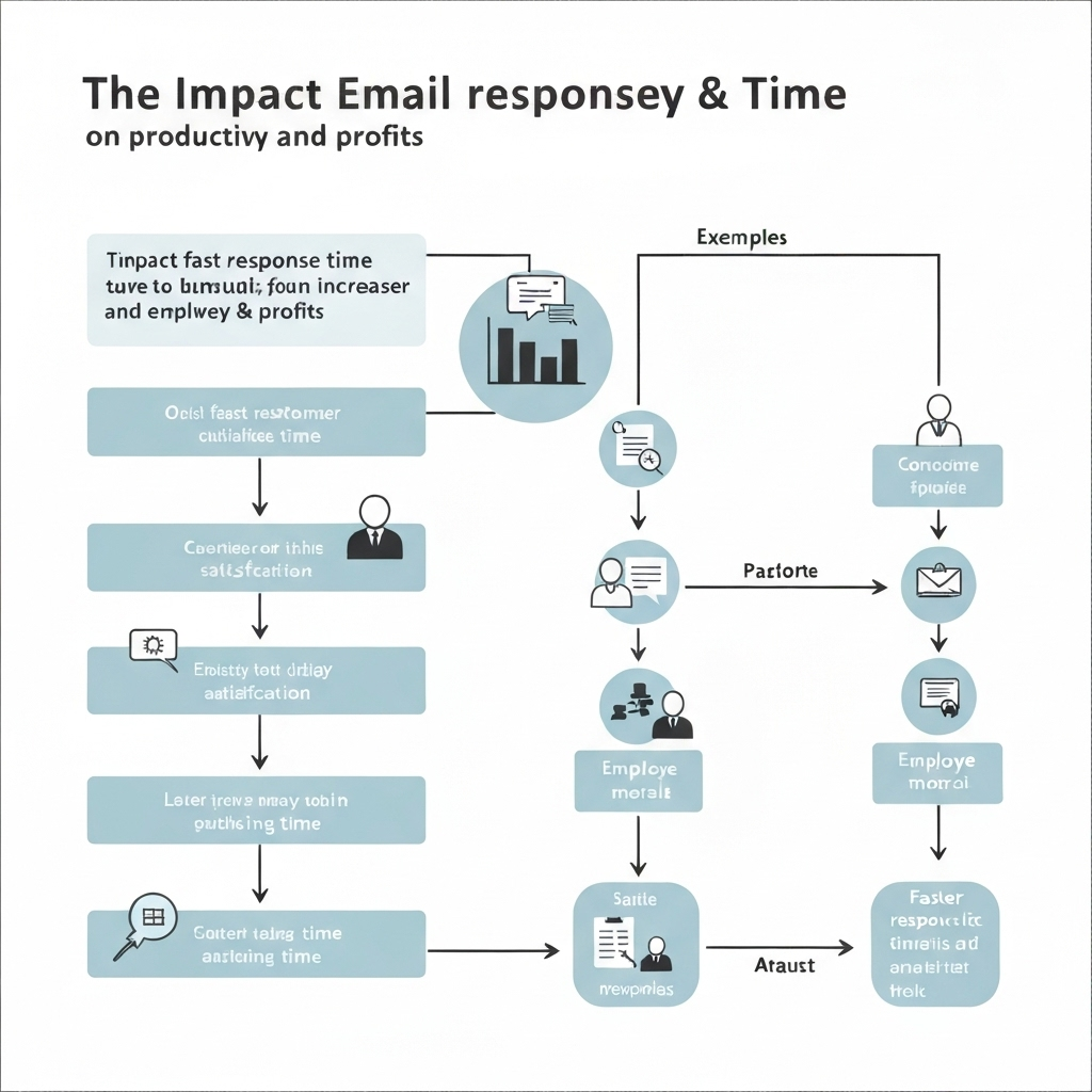 Illustration showing how email response time ROI drives business productivity and profit growth.